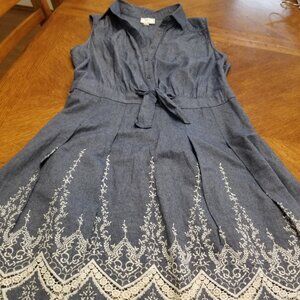EUC Fun lightweight denim look dress with lace detail